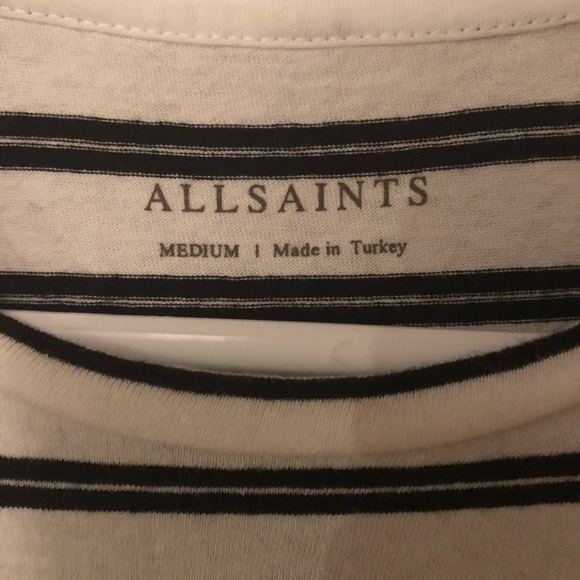 ❌SOLD❌ All Saints Black & White Striped Tee Medium - Picture 4 of 4